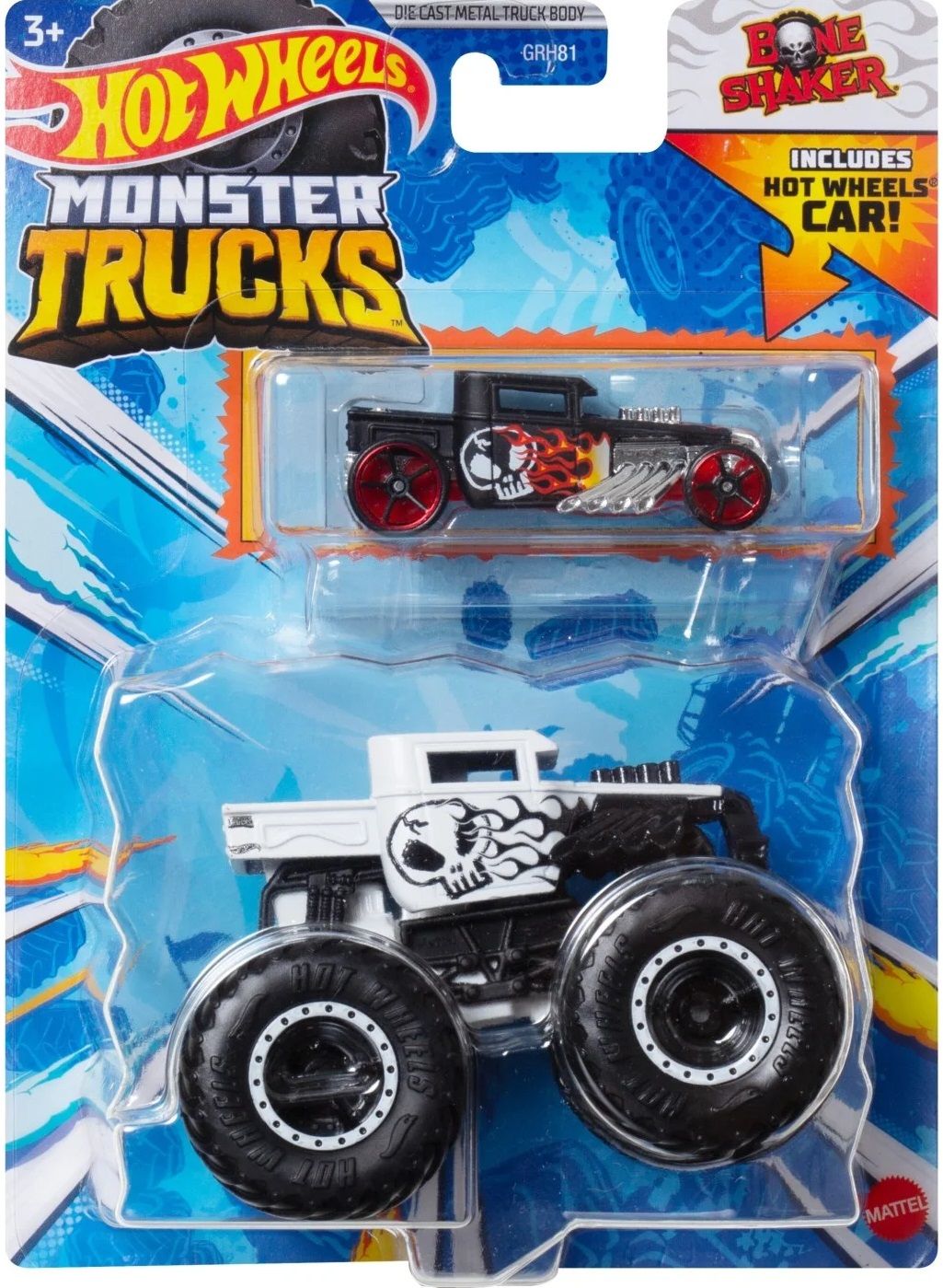 Бъги Hot Wheels Monster Trucks Bone Shaker с количка Отлична цена Ozone bg